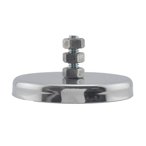 RB70B3N Ceramic Round Base Magnet with Bolt and Nuts - Front View