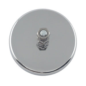 RB70B3N Ceramic Round Base Magnet with Bolt and Nuts - Bottom View