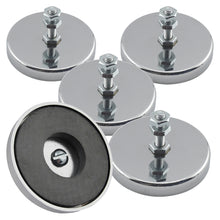 Load image into Gallery viewer, RB50B3NX5 Ceramic Round Base Magnet with Bolt and Nuts (5pk) - 45 Degree Angle View
