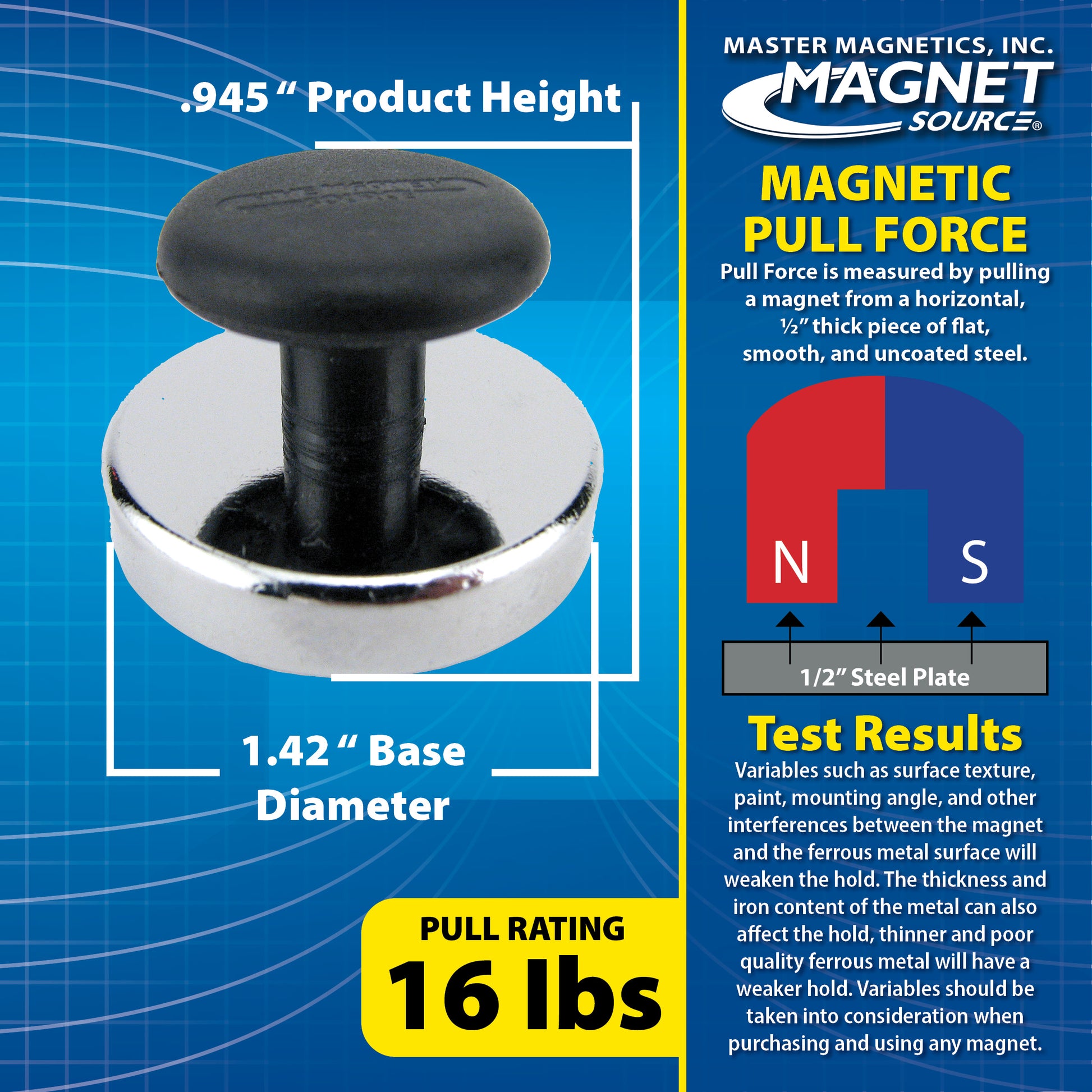 Load image into Gallery viewer, HMKR-45 Ceramic Round Base Magnet with Knob - Side View