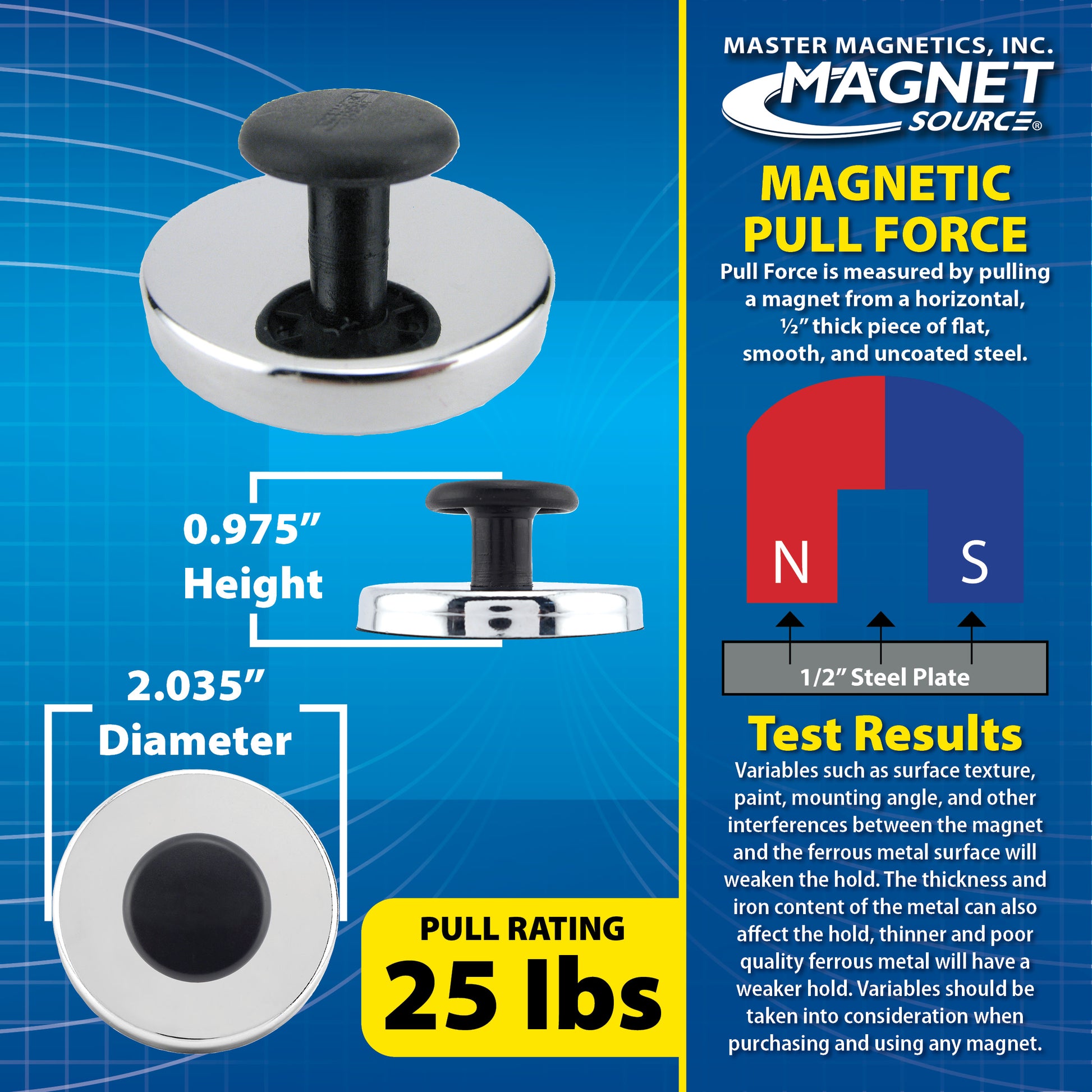 Load image into Gallery viewer, HMKR-50 Ceramic Round Base Magnet with Knob - Specifications