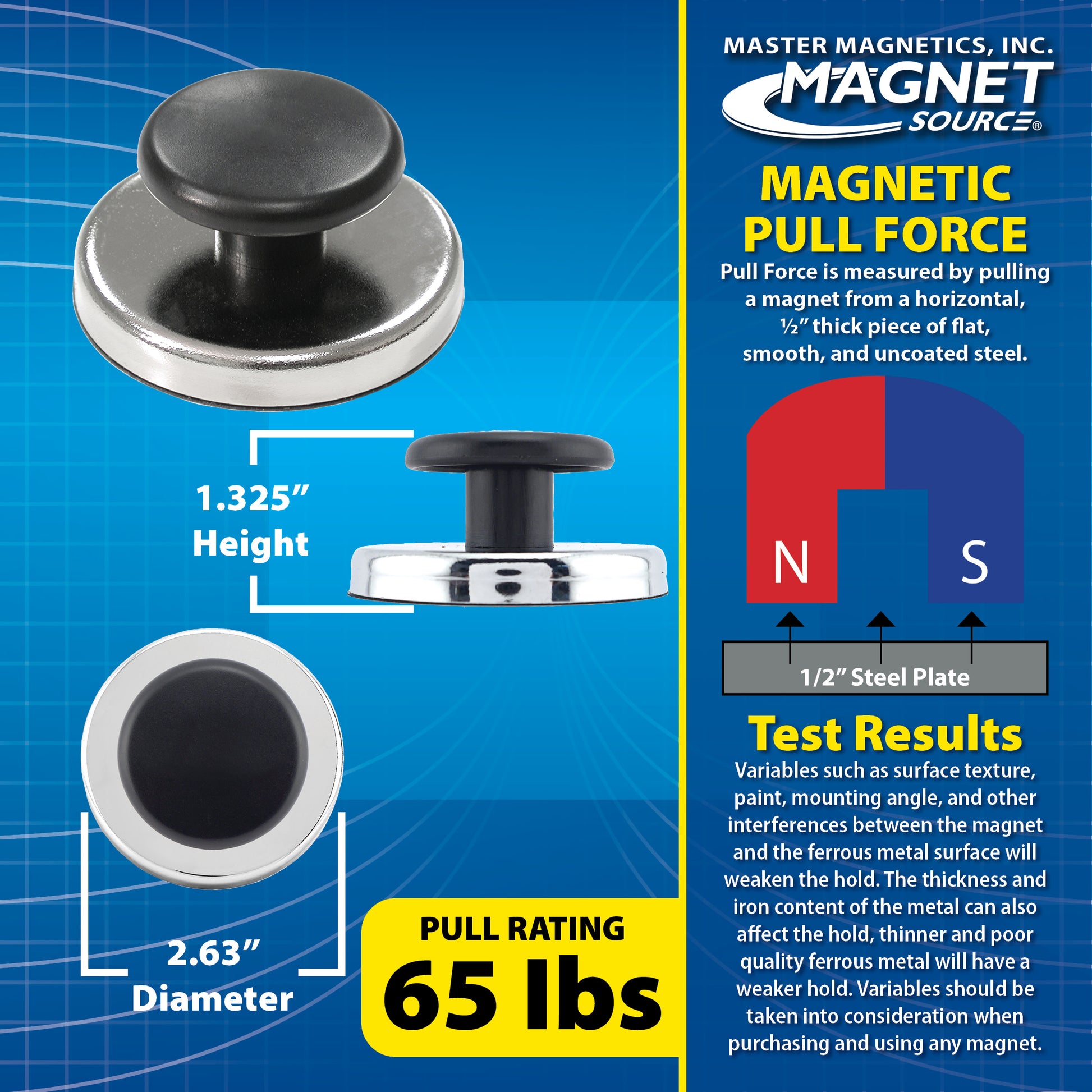 Load image into Gallery viewer, HMKR-70 Ceramic Round Base Magnet with Knob - Specifications
