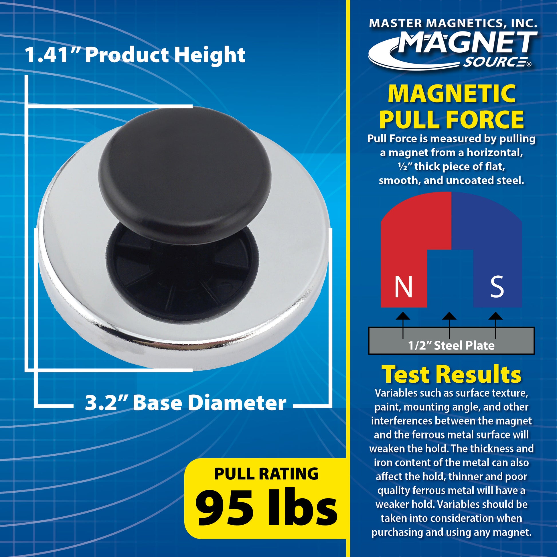 Load image into Gallery viewer, HMKR-80 Ceramic Round Base Magnet with Knob - Front View