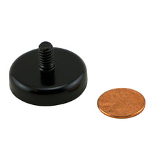 Load image into Gallery viewer, CACM126BPC Ceramic Round Base Magnet with Male Thread - Compared to Penny for Size Reference