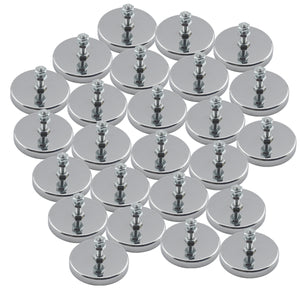 RB50B3NX25 Ceramic Round Base Magnets with Bolt and Nuts (25pk) - 45 Degree Angle View