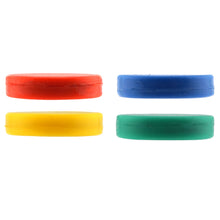 Load image into Gallery viewer, 07591 Ceramic Rubber Coated Disc Magnets (4pk) - Front, Back, and Side View