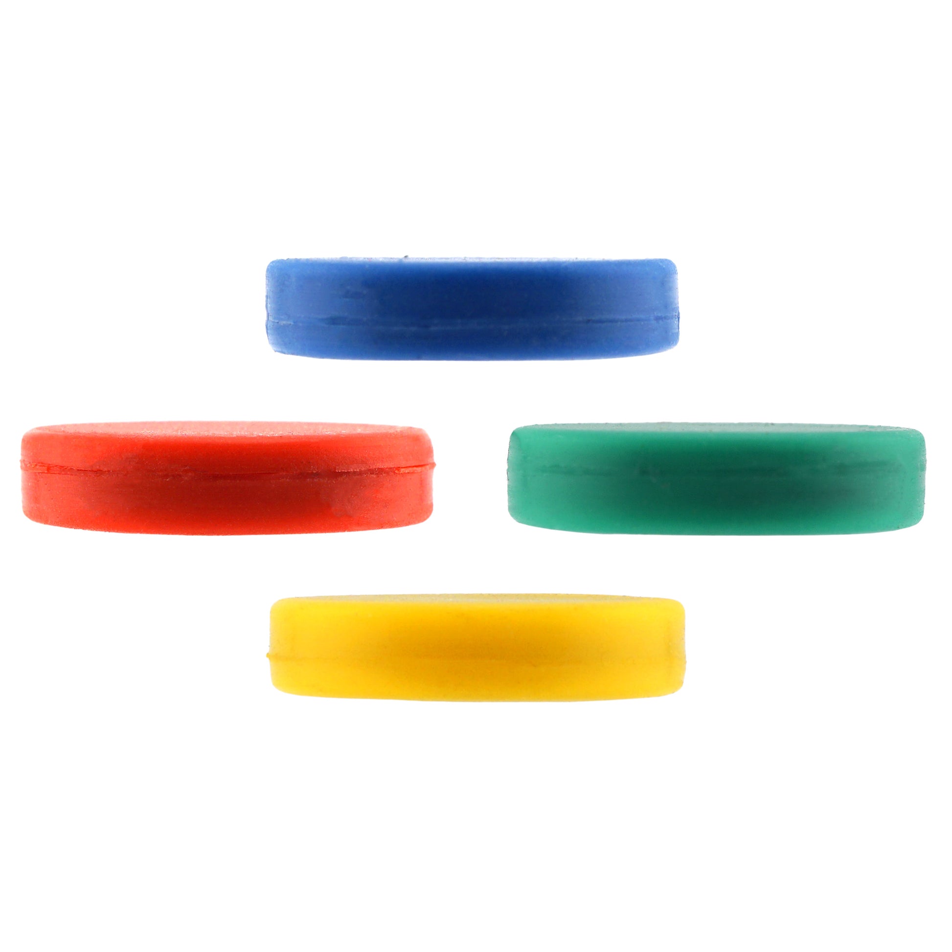 Load image into Gallery viewer, 07591 Ceramic Rubber Coated Disc Magnets (4pk) - Front, Back, and Side View
