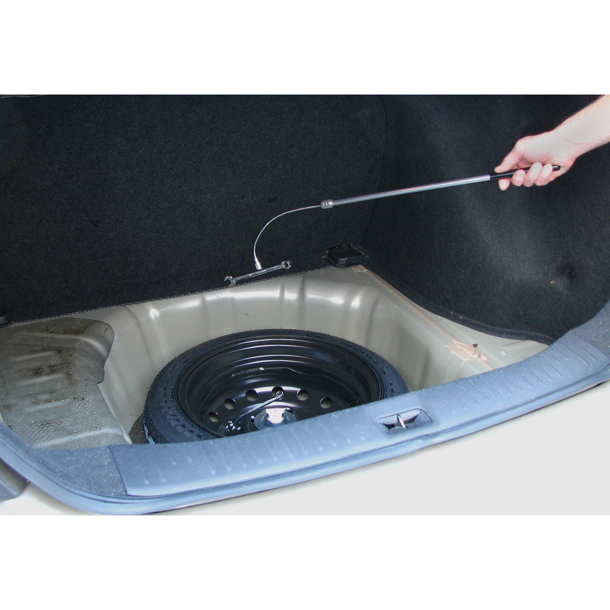 Load image into Gallery viewer, 07569 Extendable, Bendable Magnetic Pick-Up Tool with Locking Nut - In Use