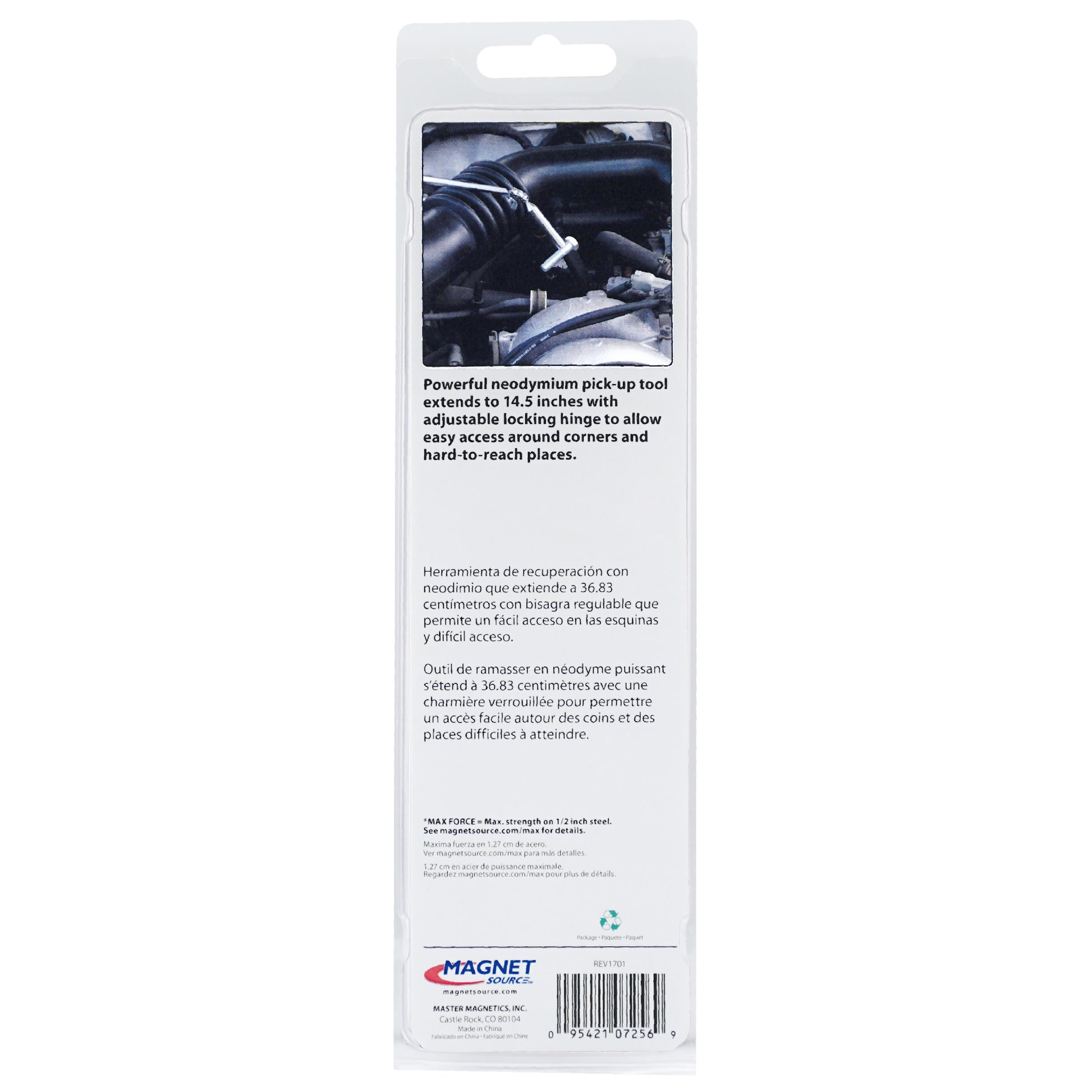 Load image into Gallery viewer, 07256 Extendable Magnetic Pick-Up Tool with Locking Hinge - Back of Packaging