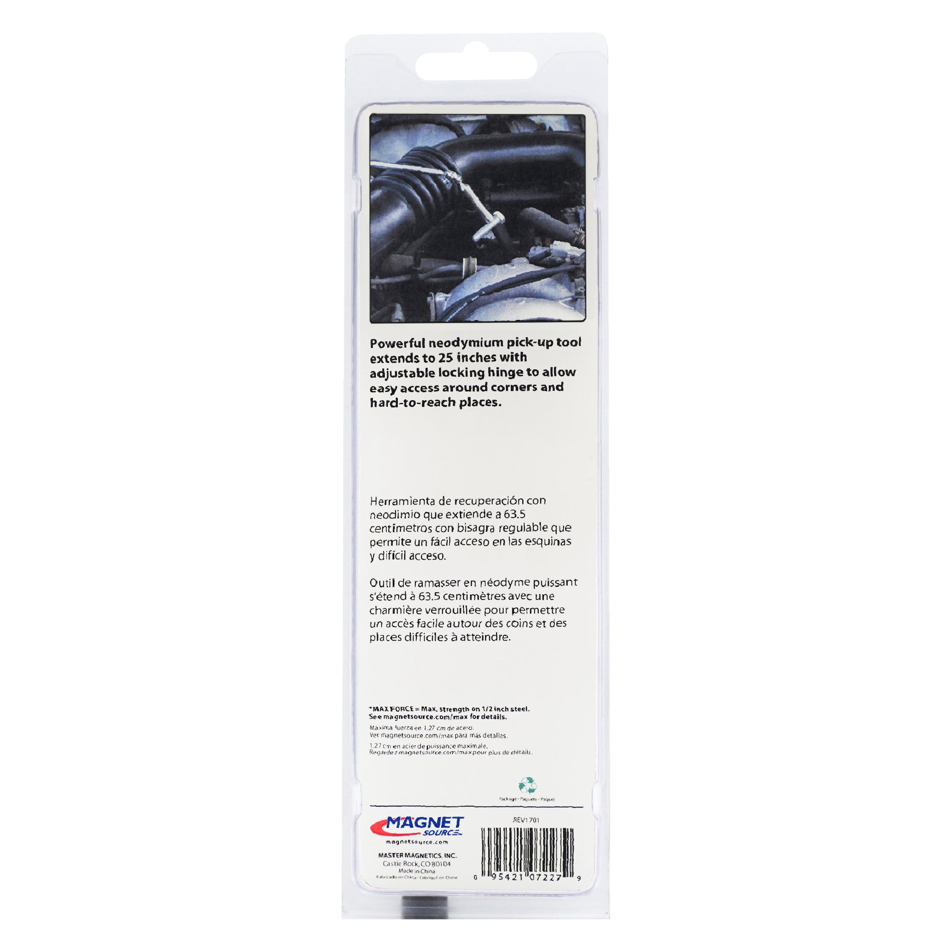 Load image into Gallery viewer, 07227 Extra-long Extendable Magnetic Pick-Up Tool with Locking Hinge - Back of Packaging