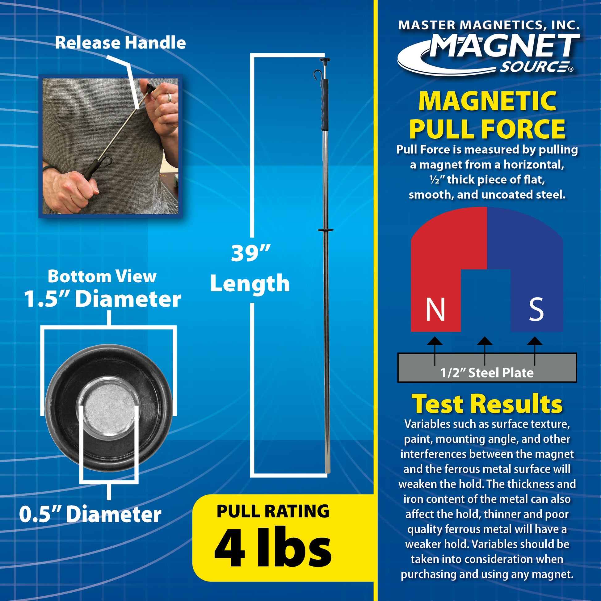 Load image into Gallery viewer, RHS03 Extra-long Magnetic Retrieving Baton with Release - Specifications