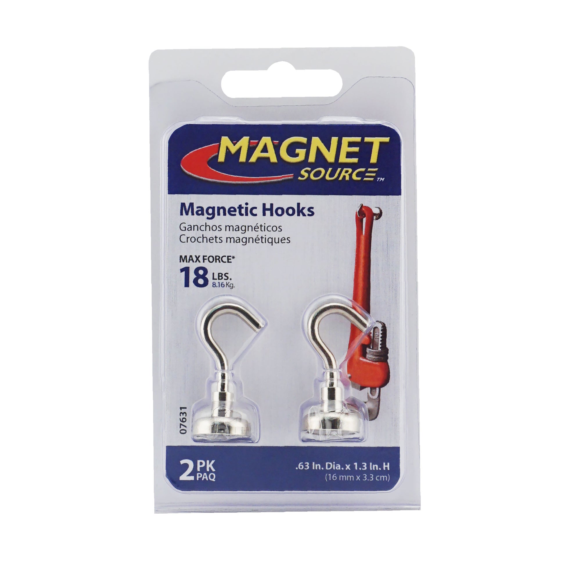 Load image into Gallery viewer, 07631 Grade 42 Neodymium Magnetic Hooks (2pk) - Packaging