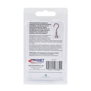 07632 Grade 42 Neodymium Magnetic Hooks (2pk) - Back of Packaging