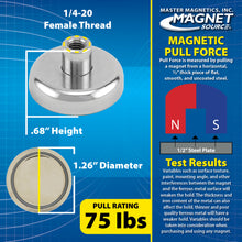 Load image into Gallery viewer, NACF126 Grade 42 Neodymium Round Base Magnet with Female Thread - Specifications