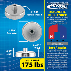 NACF189 Grade 42 Neodymium Round Base Magnet with Female Thread - Specifications