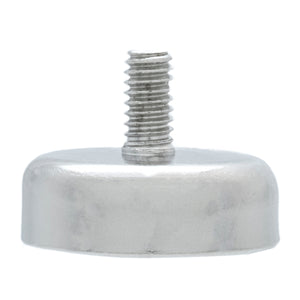 NACM078 Grade 42 Neodymium Round Base Magnet with Male Thread - Front View