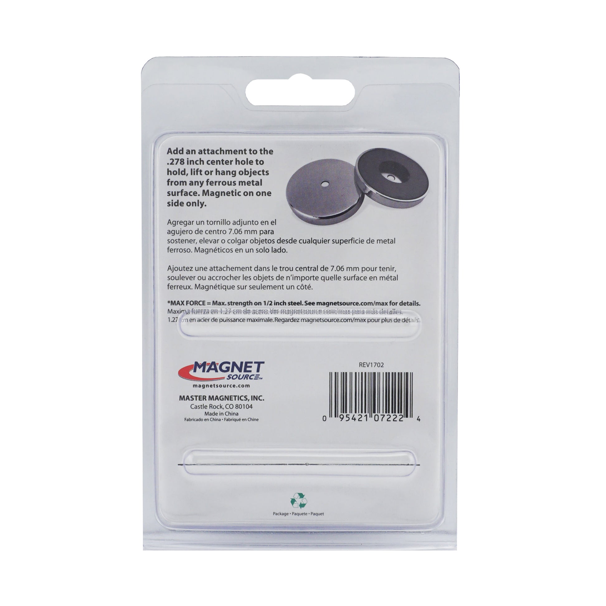 Load image into Gallery viewer, 07222 Heavy-Duty Ceramic Round Base Magnet - Back of Packaging
