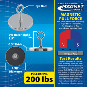 RB100EB Heavy-Duty Ceramic Round Base Magnet Assembled with Eyebolt and Nuts - Specifications