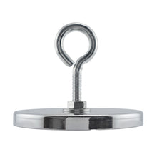 Load image into Gallery viewer, RB100EB Heavy-Duty Ceramic Round Base Magnet Assembled with Eyebolt and Nuts - Side View