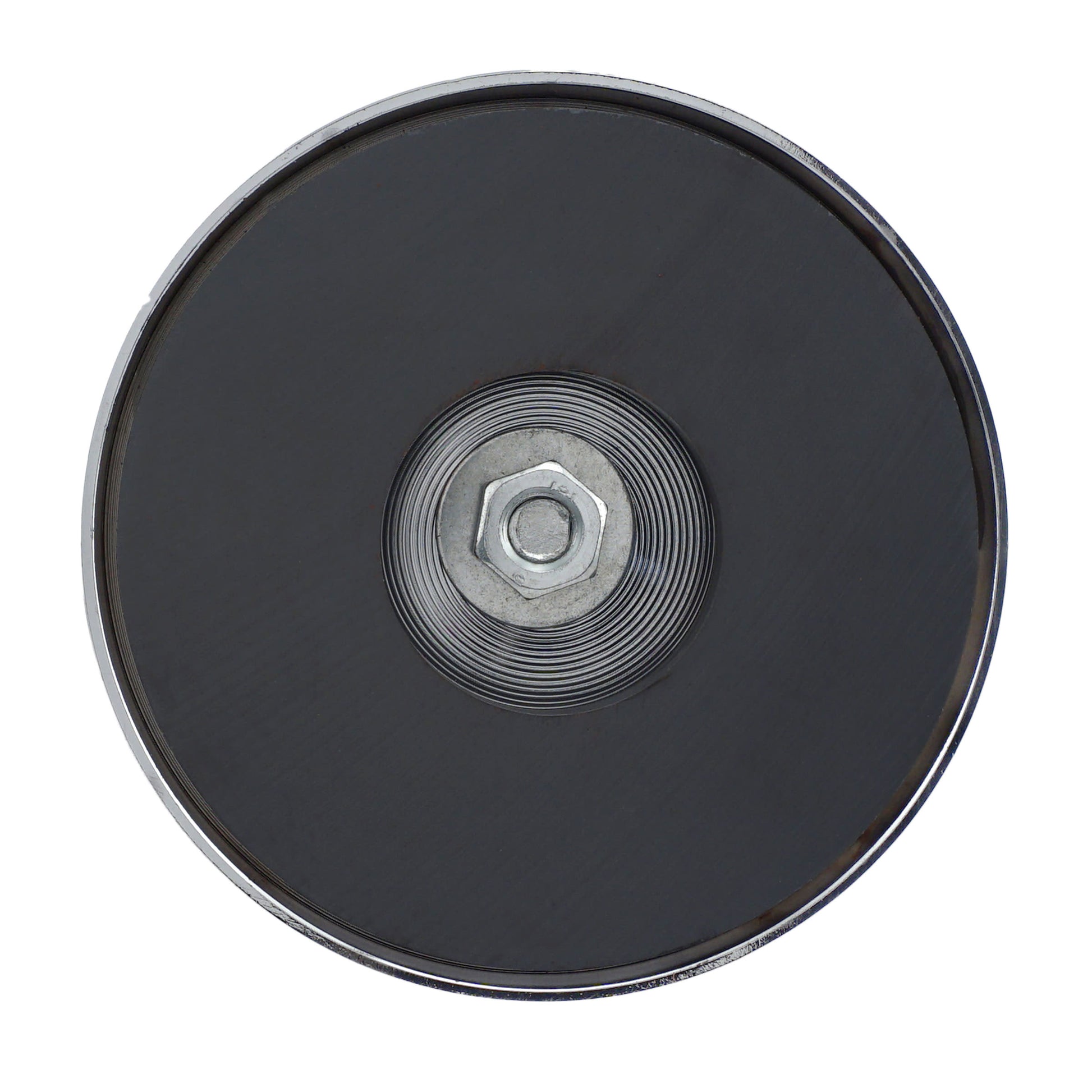 Load image into Gallery viewer, RB100EB Heavy-Duty Ceramic Round Base Magnet Assembled with Eyebolt and Nuts - Bottom View