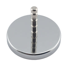Load image into Gallery viewer, RB80POST Heavy-Duty Ceramic Round Base Magnet Assembled with Grooved Post - 45 Degree Angle View