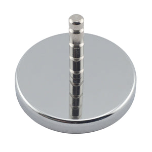 RB80POST Heavy-Duty Ceramic Round Base Magnet Assembled with Grooved Post - 45 Degree Angle View