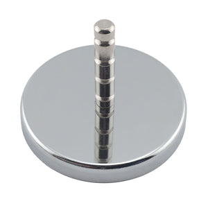 RB80POST Heavy-Duty Ceramic Round Base Magnet Assembled with Grooved Post - 45 Degree Angle View
