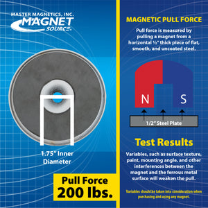 RB100C Heavy-Duty Ceramic Round Base Magnet - 45 Degree Angle View