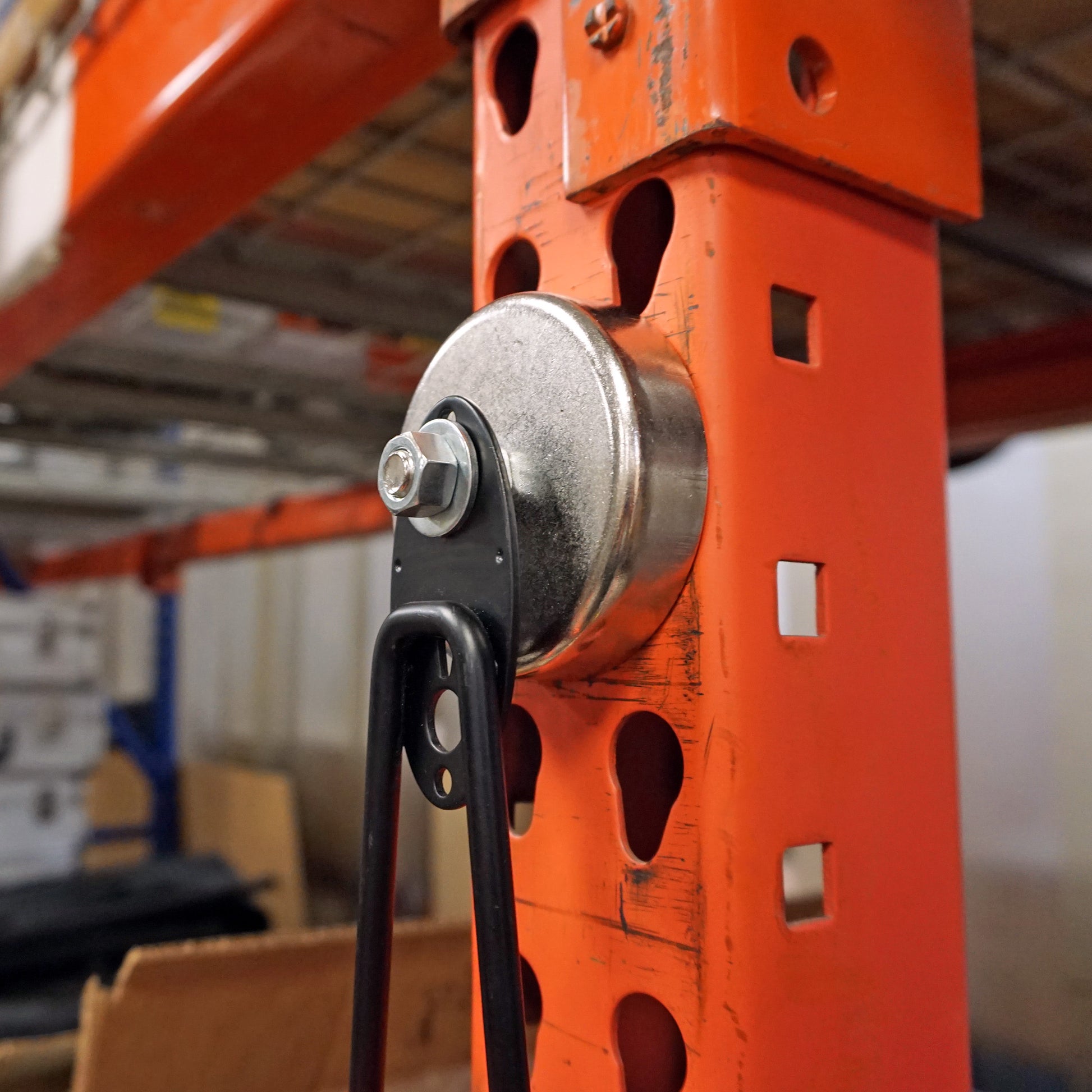 Load image into Gallery viewer, CACM300 Heavy-Duty Ceramic Round Base Magnet with Male Thread - In Use