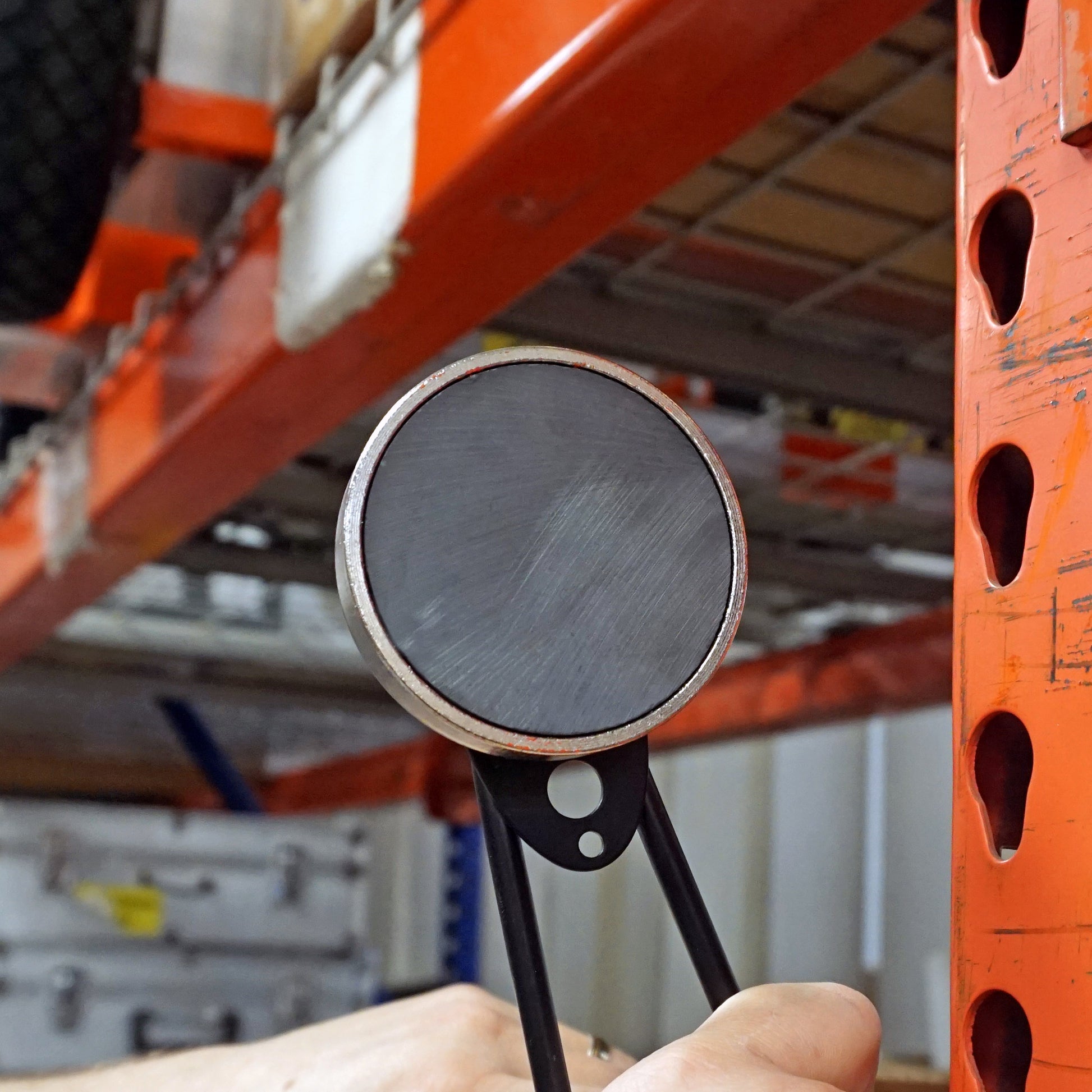 Load image into Gallery viewer, CACM300 Heavy-Duty Ceramic Round Base Magnet with Male Thread - In Use