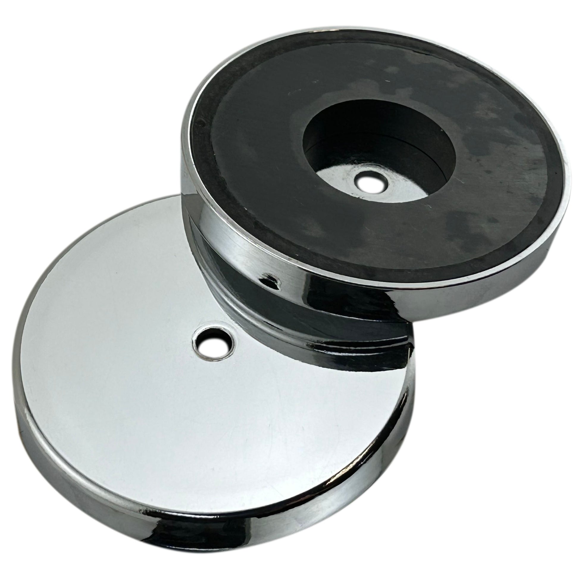 Load image into Gallery viewer, RB80PRCX2 Heavy-Duty Ceramic Round Base Magnets (2pk) - 45 Degree Angle View