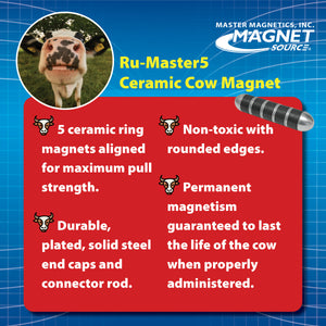 07238 Heavy-Duty Ru-Master 5™ Cow Magnet - Back of Packaging