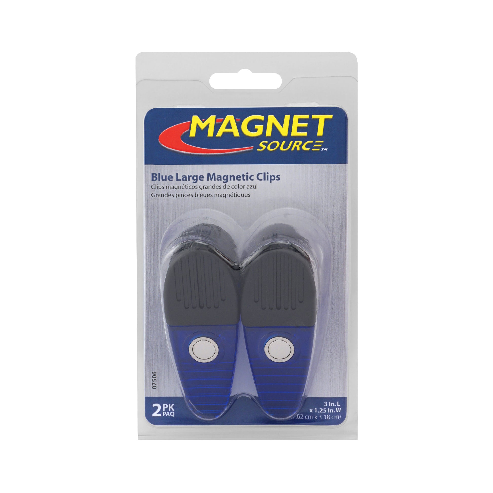 Load image into Gallery viewer, 07506 Large Neodymium Magnetic Clips (2pk, Blue) - Side View