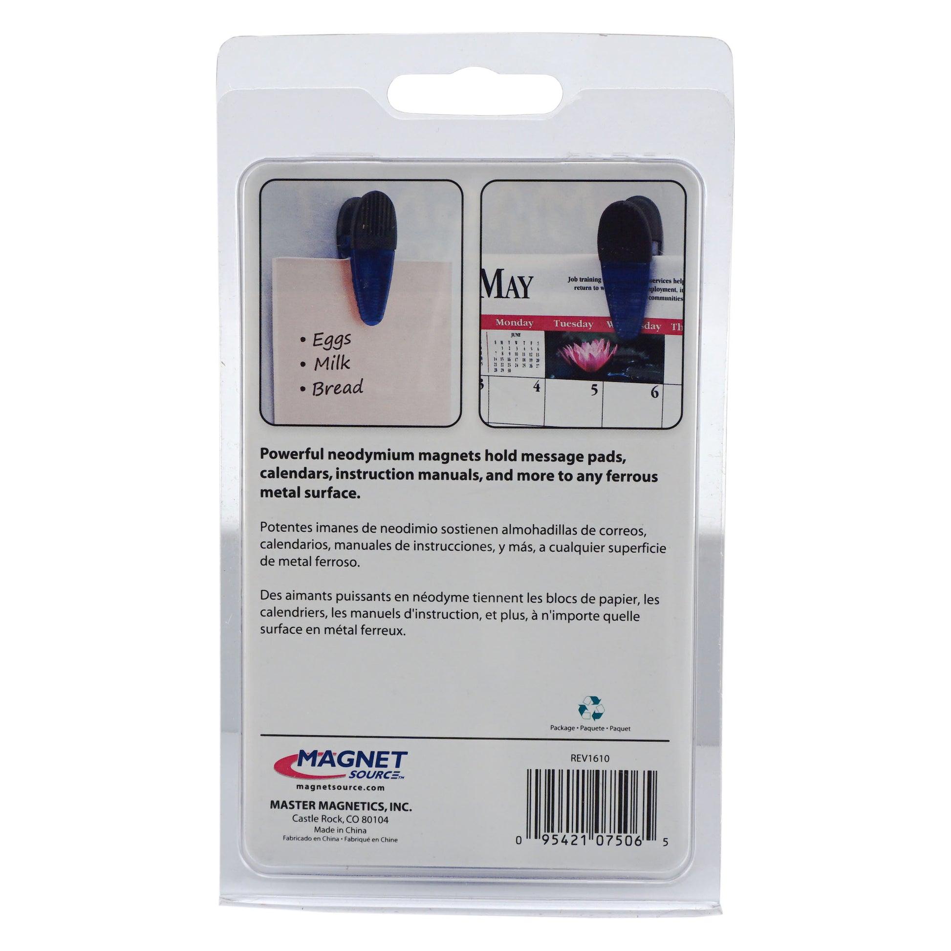 Load image into Gallery viewer, 07506 Large Neodymium Magnetic Clips (2pk, Blue) - Bottom View