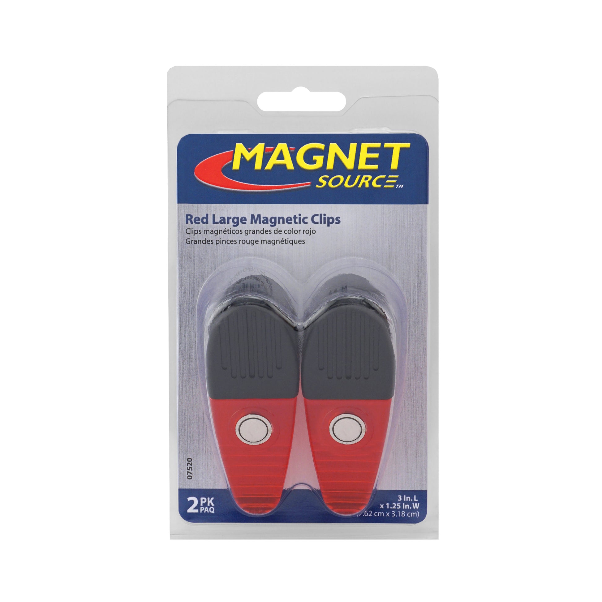 Load image into Gallery viewer, 07520 Large Neodymium Magnetic Clips (2pk, Red) - Side View