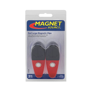 07520 Large Neodymium Magnetic Clips (2pk, Red) - Side View