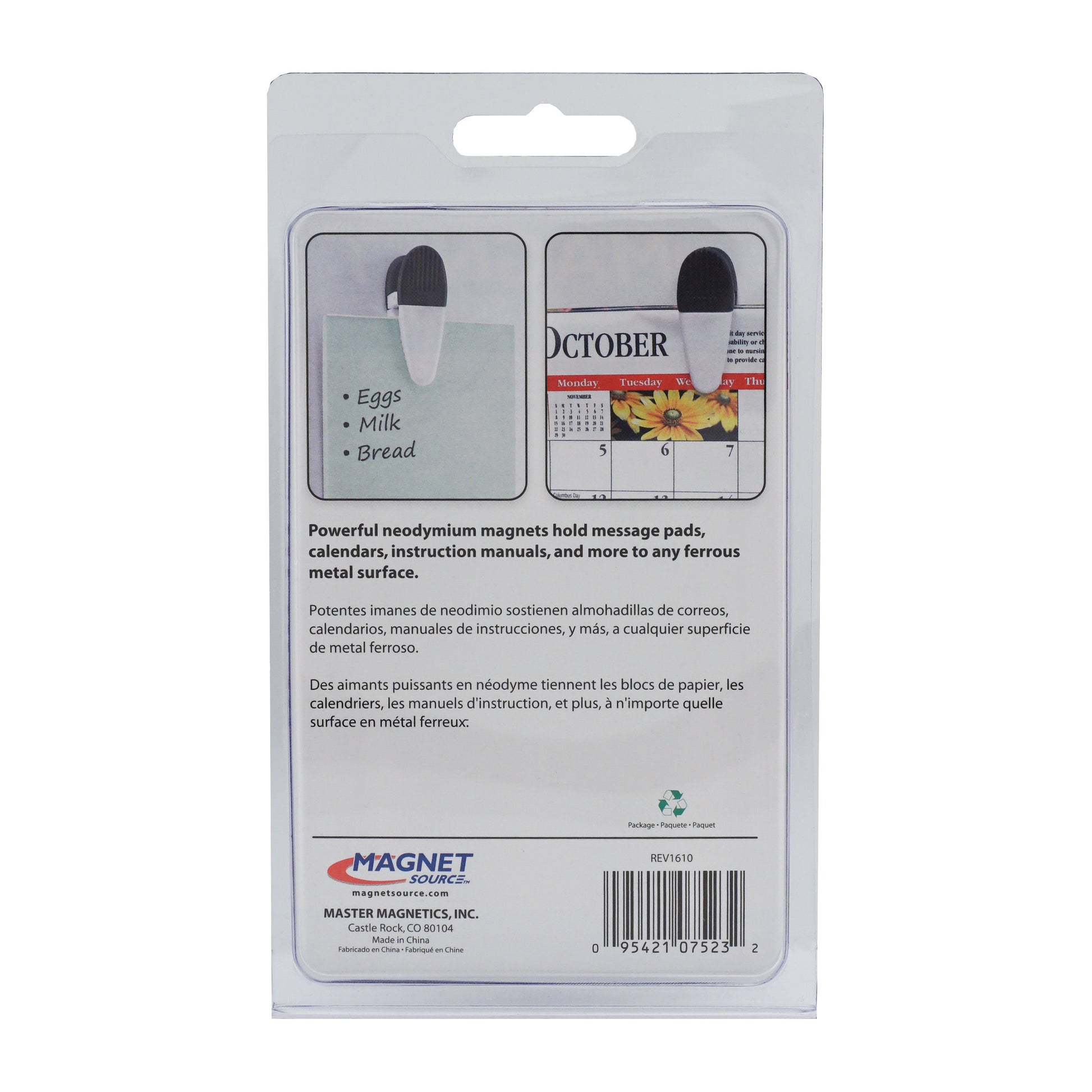 Load image into Gallery viewer, 07523 Large Neodymium Magnetic Clips (2pk, White) - Bottom View