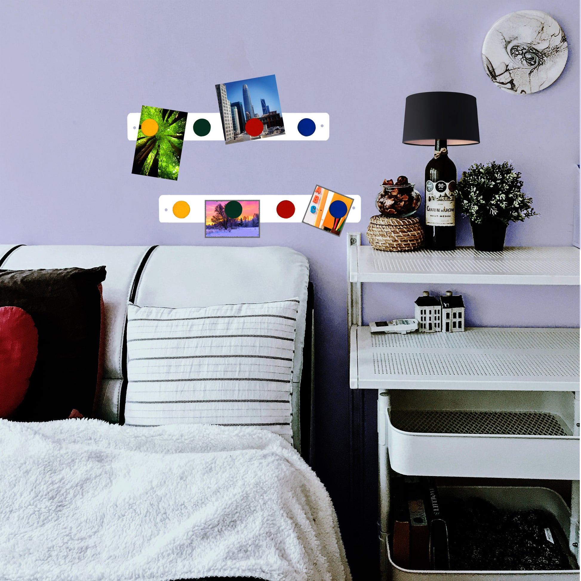 Load image into Gallery viewer, 08046 Magnetic Bulletin Bar - White - In Use