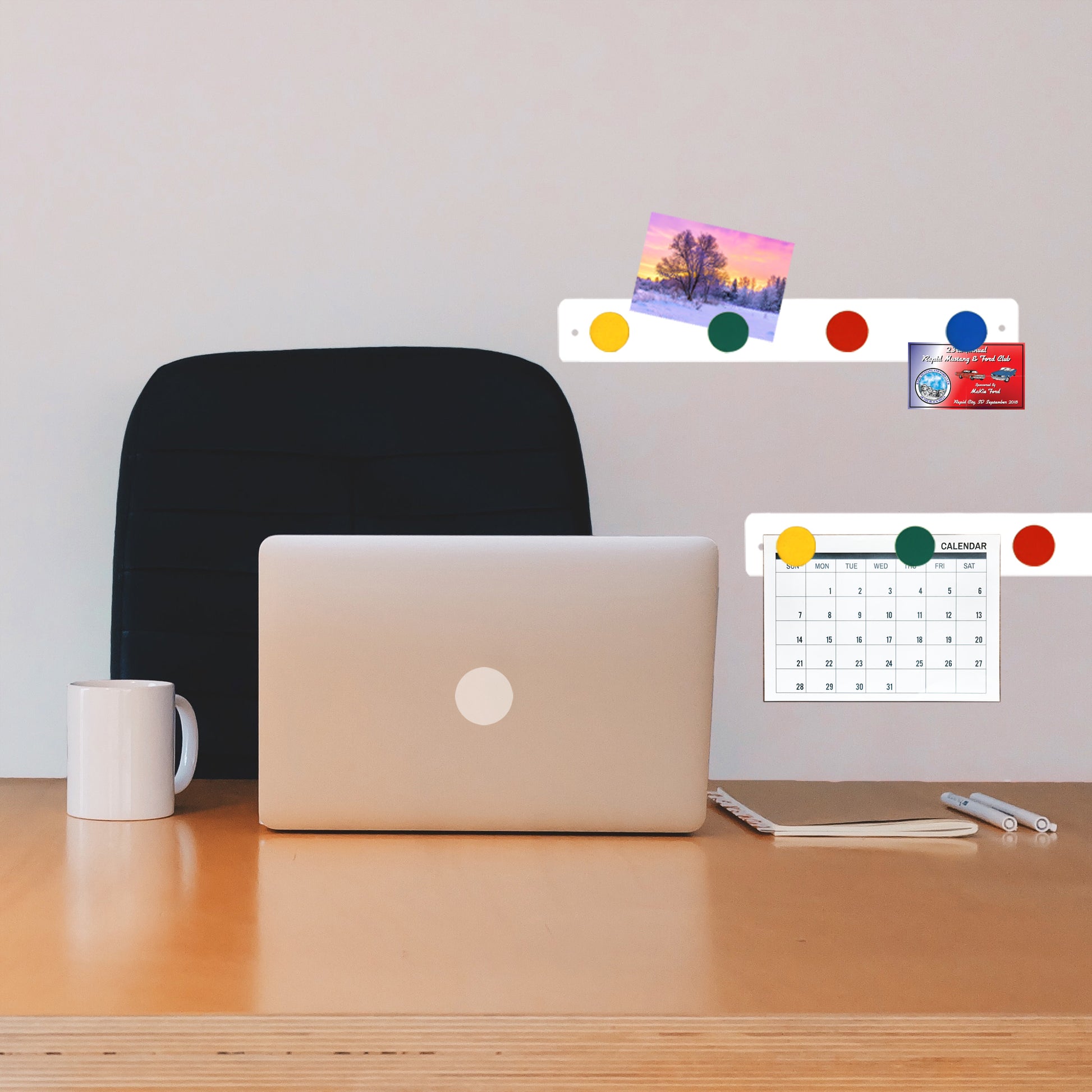 Load image into Gallery viewer, 08046 Magnetic Bulletin Bar - White - In Use