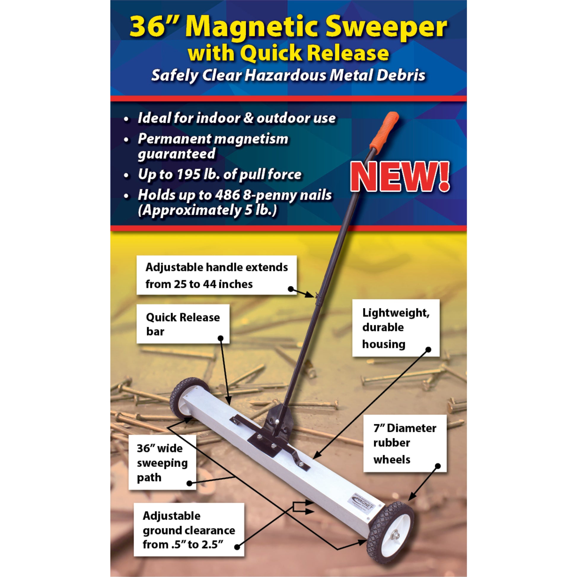 Load image into Gallery viewer, 07643 Magnetic Floor Sweeper with Quick Release - Infographic