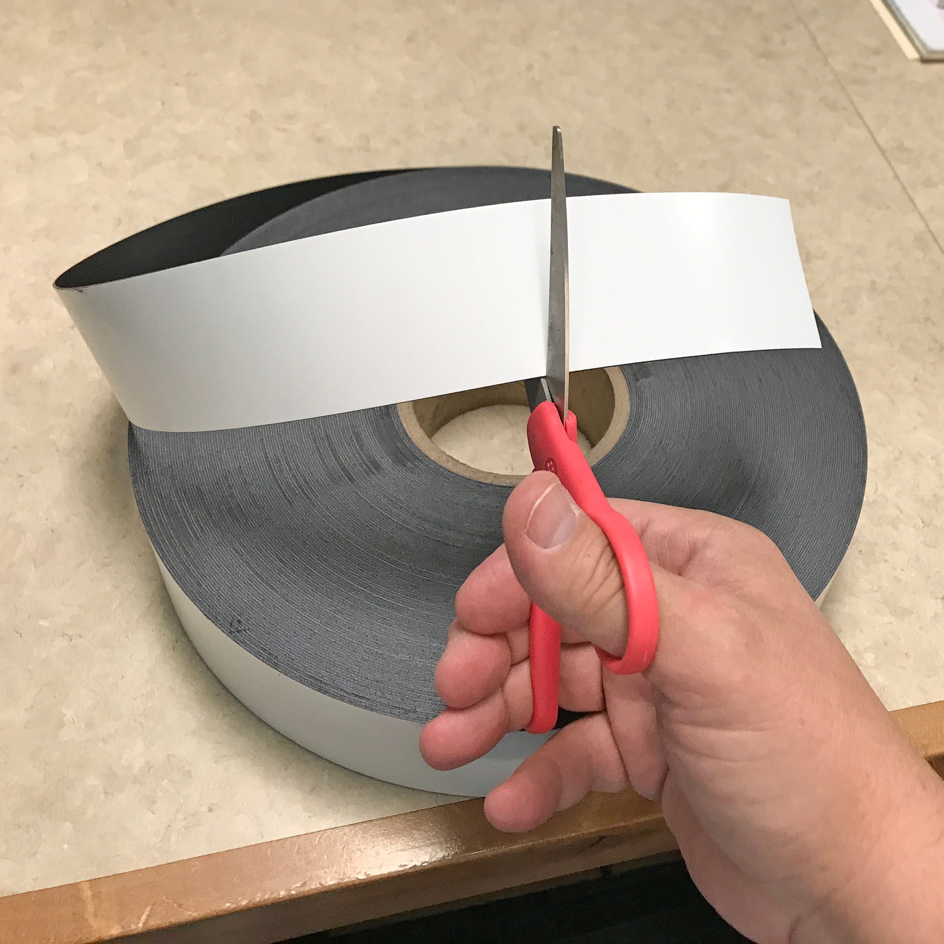 Load image into Gallery viewer, ZG03080W/WKS-F Magnetic Labeling Strip with White Vinyl Surface - In Use