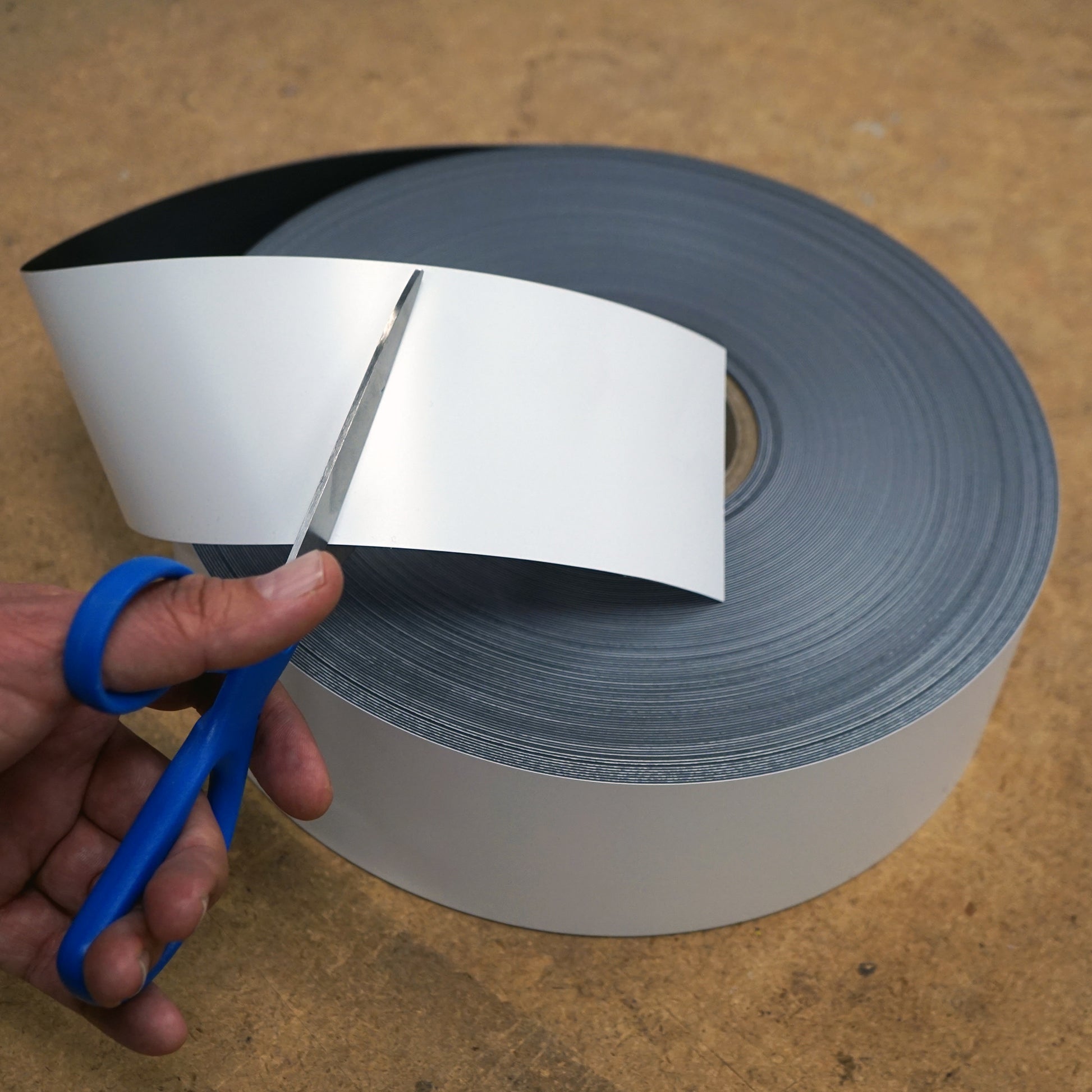 Load image into Gallery viewer, ZG03090W/WKS-F Magnetic Labeling Strip with White Vinyl Surface - In Use