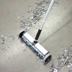 07294 Magnetic Mini Sweeper™ with Quick Release - In Use Sweeping Up Nuts and Bolts in Warehouse