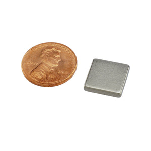 NB001004N Neodymium Block Magnet - Compared to Penny for Size Reference