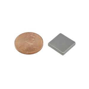 NB001016N Neodymium Block Magnet - Compared to Penny for Size Reference