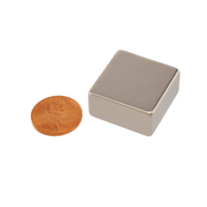 NB006N-35 Neodymium Block Magnet - Compared to Penny for Size Reference