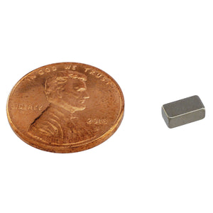 NB11325N-35 Neodymium Block Magnet - Compared to Penny for Size Reference