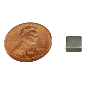NB12525N-35 Neodymium Block Magnet - Compared to Penny for Size Reference