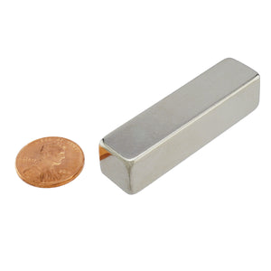 NB50502N-35 Neodymium Block Magnet - Compared to Penny for Size Reference