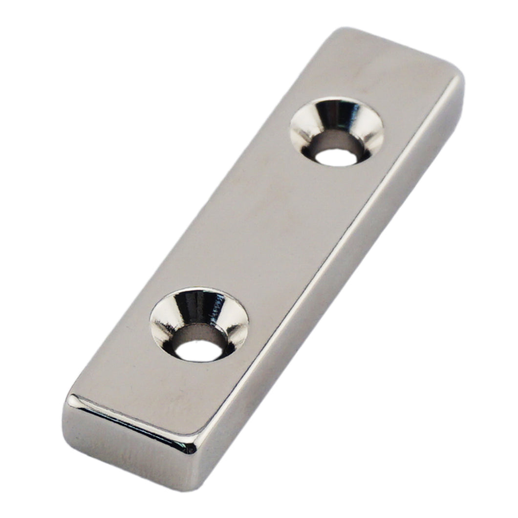 NB002555NCTSX2 Neodymium Countersunk Block Magnet - Front View